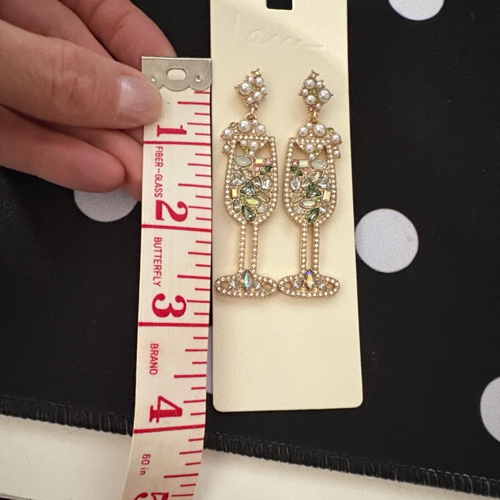 Elegant Gold and Multicolor Crystal Earrings - Picture 5 of 6